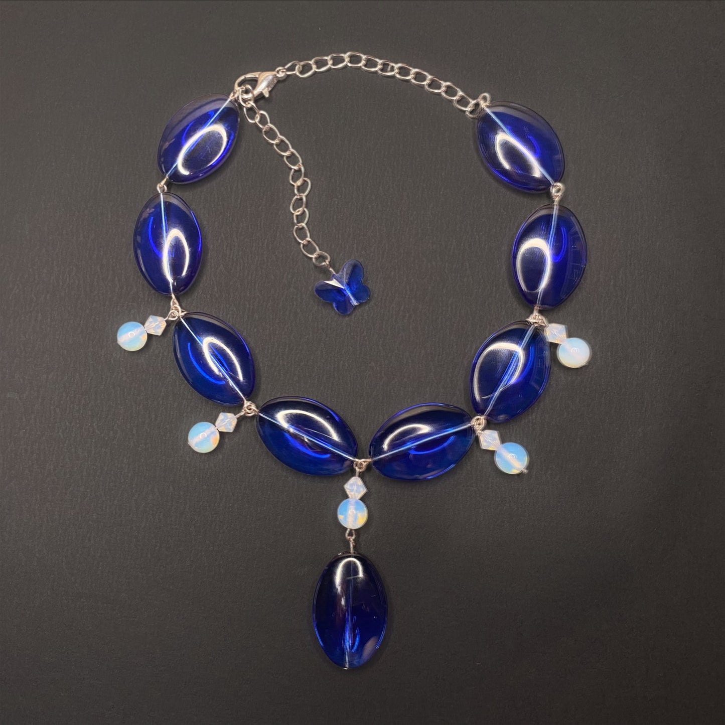 Sapphire Blue and iridescent Sea Necklace (One of a kind)