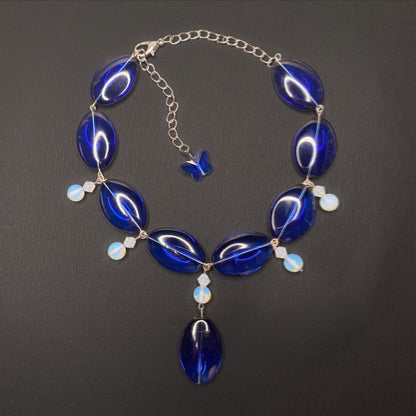 Sapphire Blue and iridescent Sea Necklace (One of a kind)