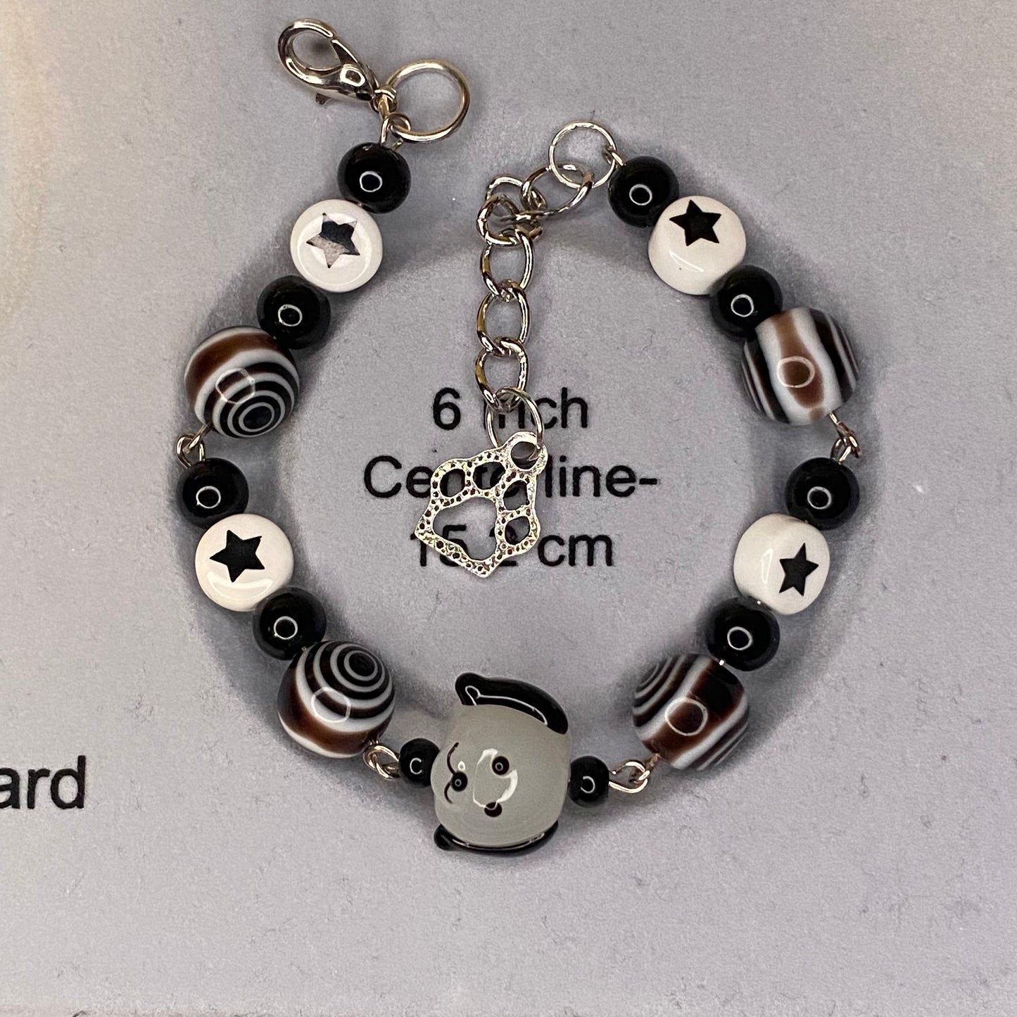 Black and white rockstar puppy bracelet