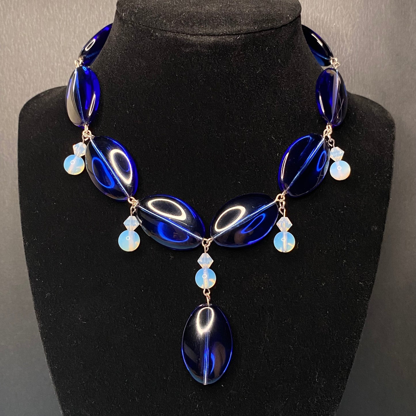 Sapphire Blue and iridescent Sea Necklace (One of a kind)