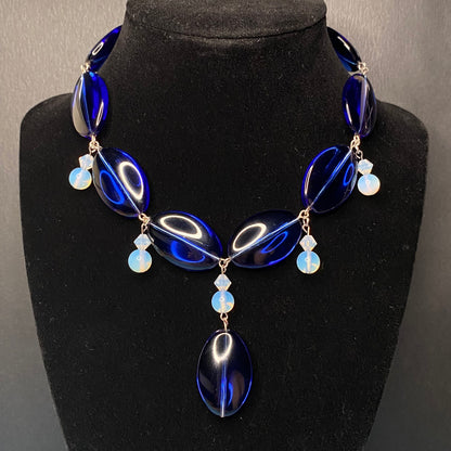 Sapphire Blue and iridescent Sea Necklace (One of a kind)