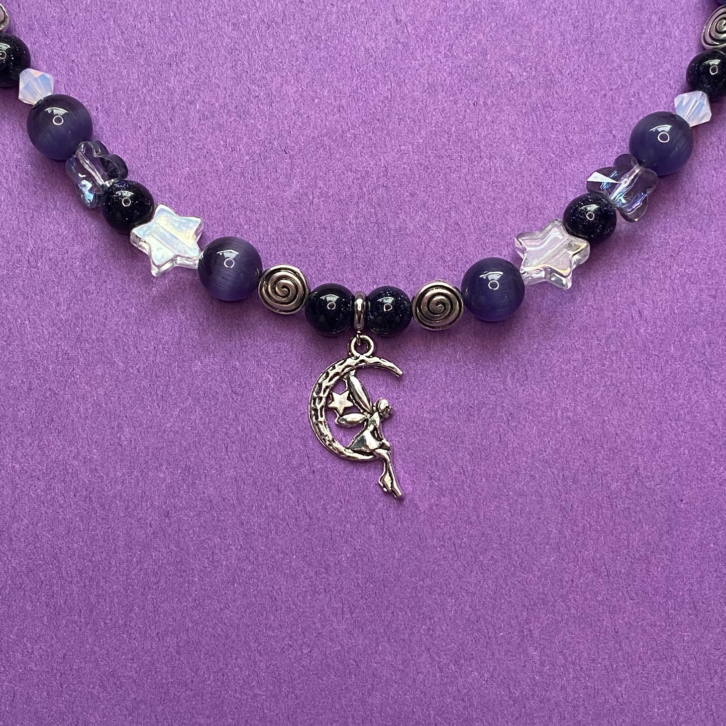 Belladonna Night fairy necklace, purple and black