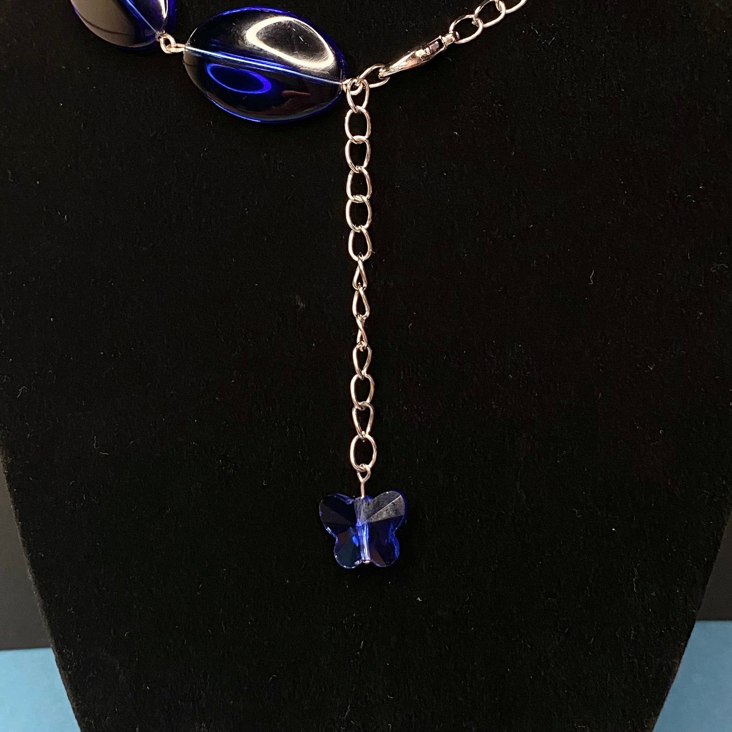 Sapphire Blue and iridescent Sea Necklace (One of a kind)