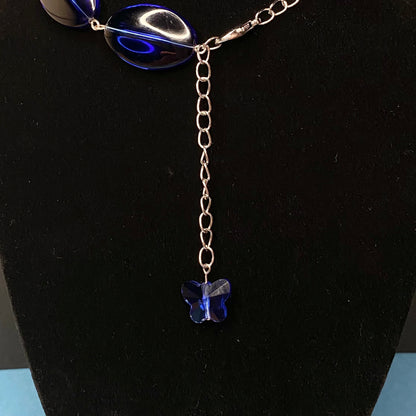 Sapphire Blue and iridescent Sea Necklace (One of a kind)
