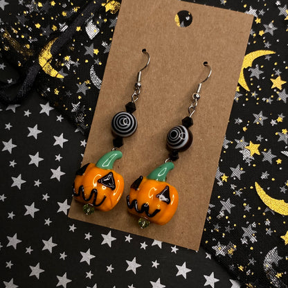 Spooky Jack O’ lantern earrings, silver