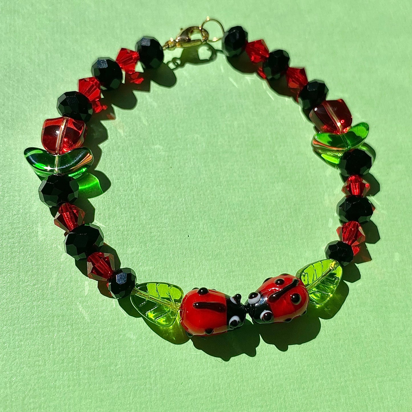 Loving ladybug bead bangle bracelet
