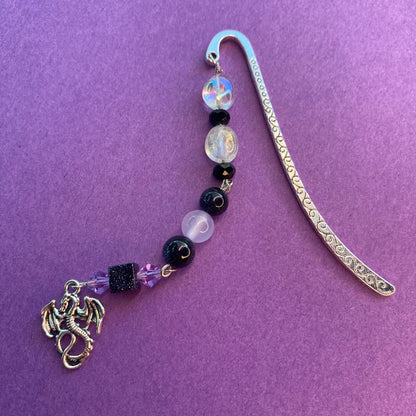 Purple and black Ender dragon silver bookmark