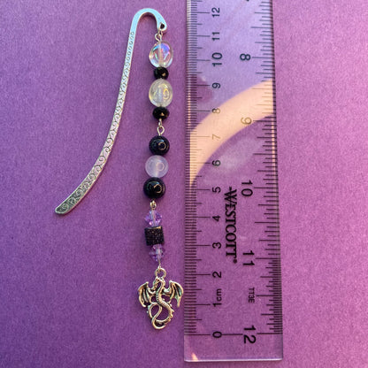 Purple and black Ender dragon silver bookmark