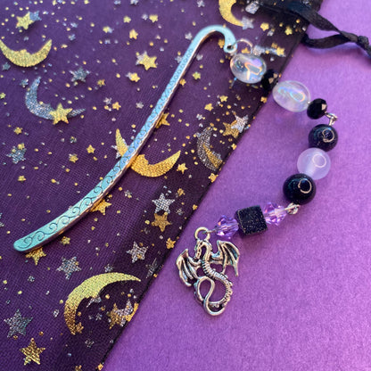 Purple and black Ender dragon silver bookmark