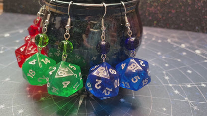 DND Dangle D20 Dice Earrings - Stanima, Health, Magic