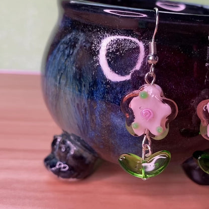 Pretty Pink flower fairy earrings
