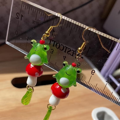 Customizable Froggy Mushroom Earrings